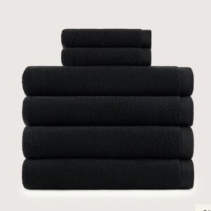 Set of 6 OCM Black 100% Cotton Bath Sheets